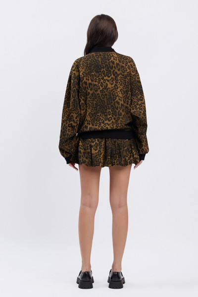 Oversized Thick Twill Leopard Print Bomber Jacket shown from back