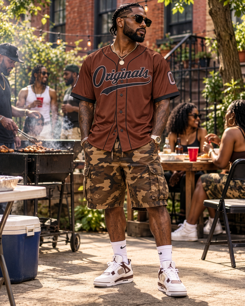 man wearing Originals Baseball Jersey top