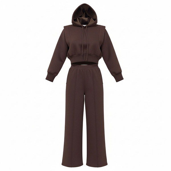 Cotton womens sweatsuit with velour lining 2 piece set