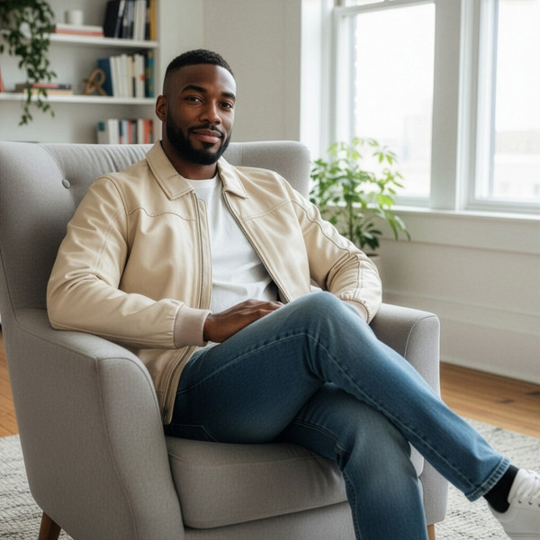 Luxury men’s cream leather jacket premium soft leather