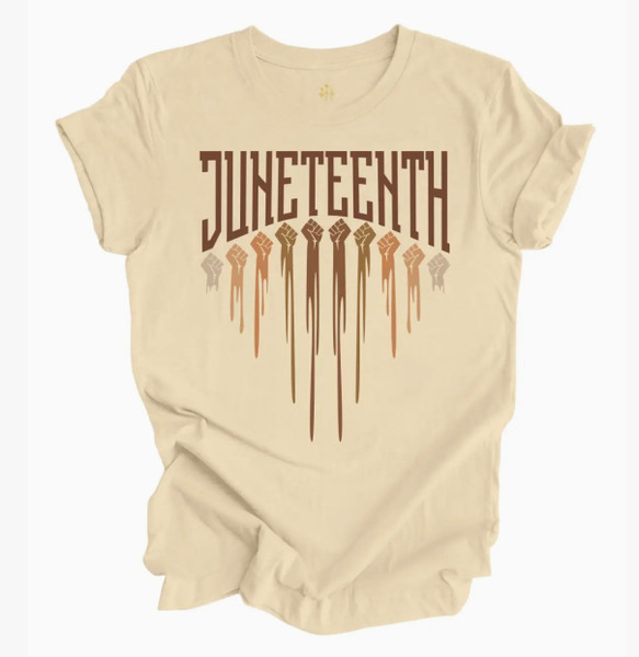 Natural color Juneteenth T-shirt celebrating freedom and Black unity