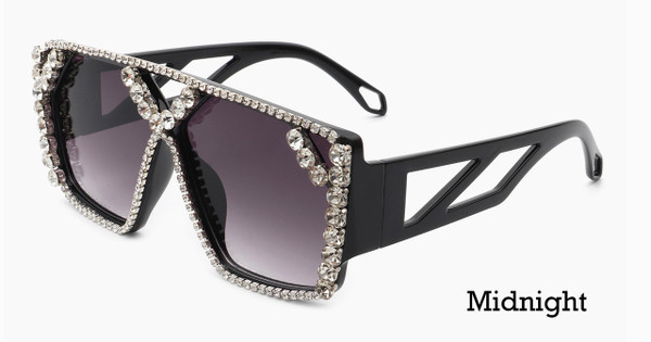 Square Oversize Crystal Fashion Rhinestone Women Sunglasses
