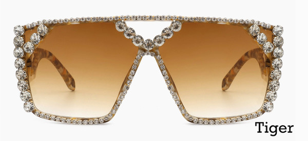 Square Oversize Crystal Fashion Rhinestone Women Sunglasses
