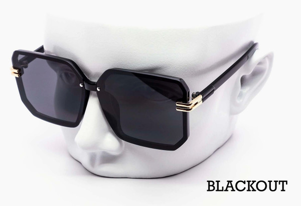 Oversized Rimless Modern Square Gradient Sunglasses - Blackout