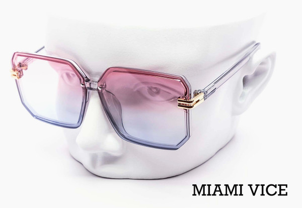 Oversized Rimless Modern Square Gradient Sunglasses - miami vice