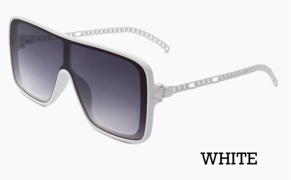 Square Fashion Flat Top Oversize Sunglasses - white