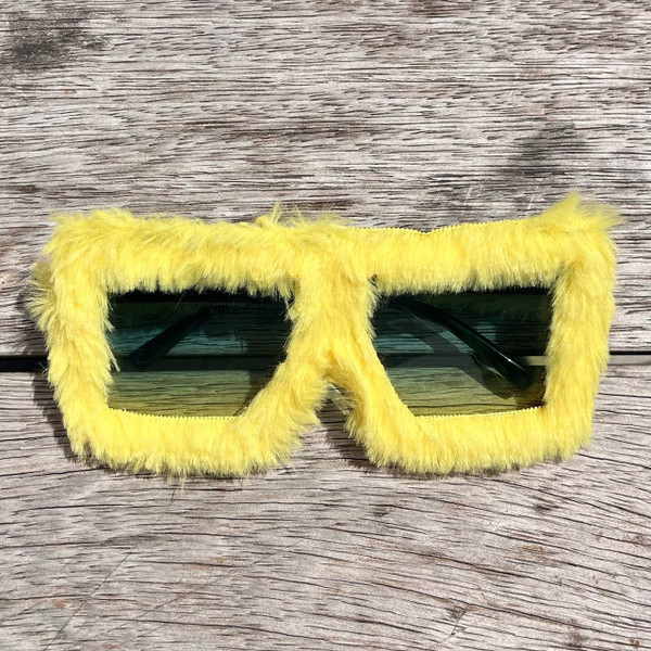 Oversized Fur Shades Yellow