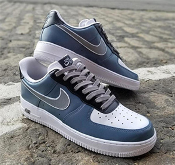 blue and gray air force ones