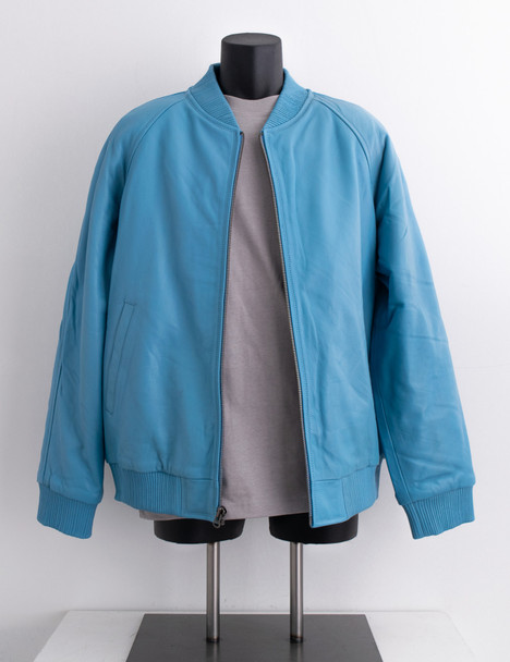 Sky Blue leather Jacket best winter coat
