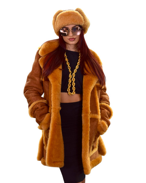 Ladies Old School Tan Sheepskin