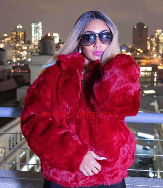 furry red jacket