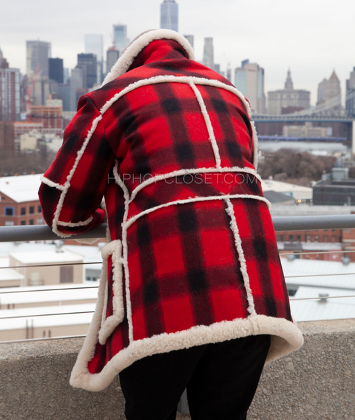 Red and Black Lumberjack Sheepskin Coat