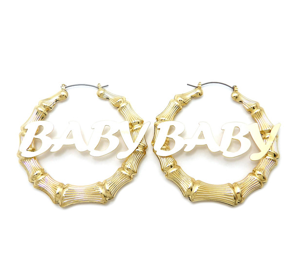 Baby Bamboo Style Hoop Earrings