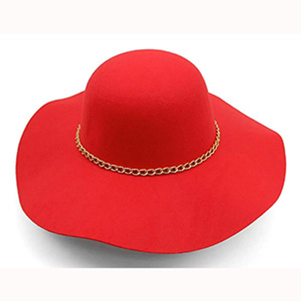 Red Floppy Hat with Gold Chain