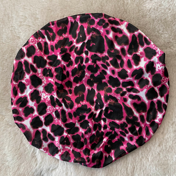 Pink Leopard Patterned Sleep Cap
