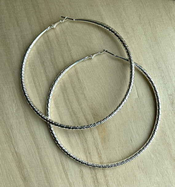 Large Lightweight Silver Hoop Earrings
