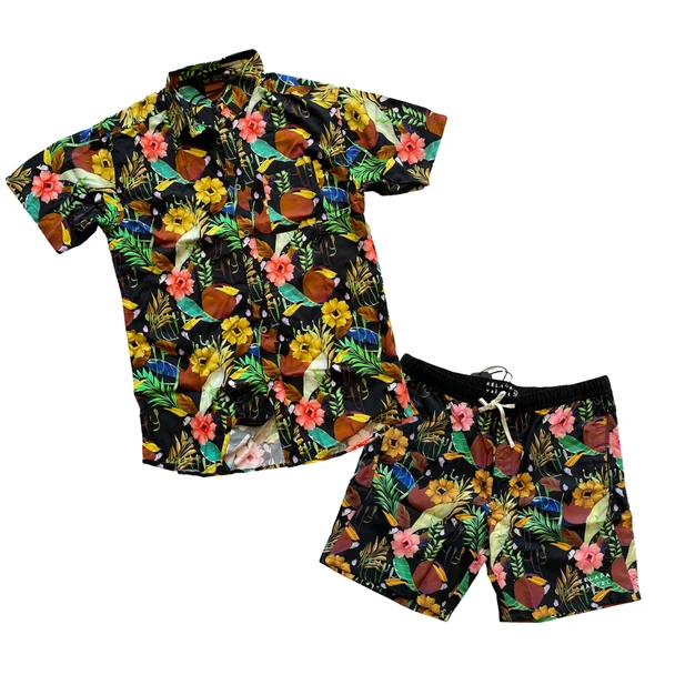 2 Piece Flower Print Shorts Set for men