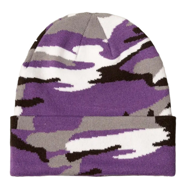 Purple Camouflage knit Beanie Cap