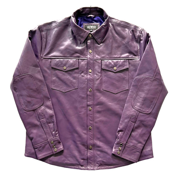 Eggplant Leather Shirt Jacket