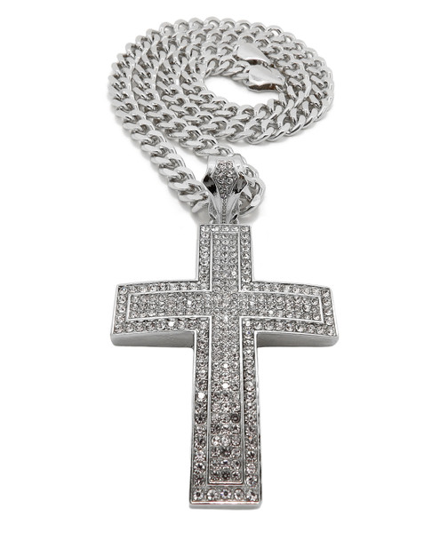 Iced Out Cross Pendent and Chain