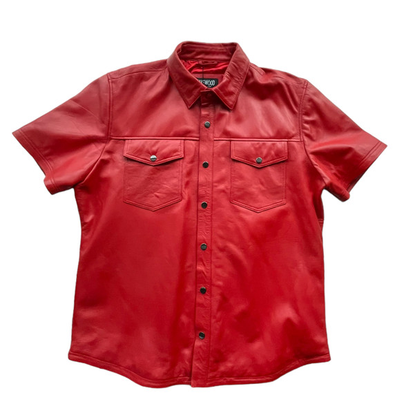 Genuine Leather Red Short sleeve shirt