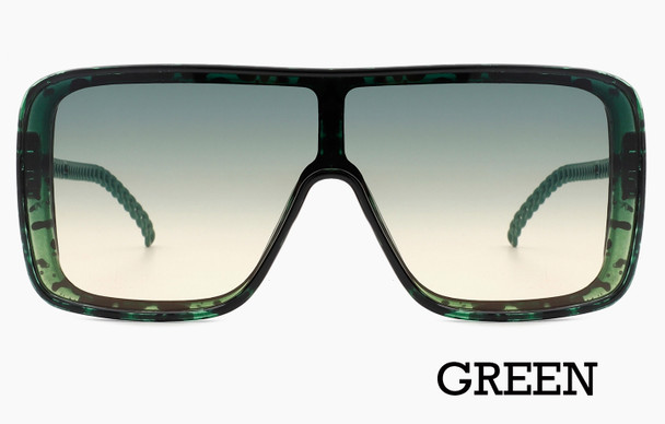 Square Fashion Flat Top Oversize Sunglasses - Green
