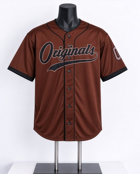 Originals Baseball Jersey top shown on mannequin