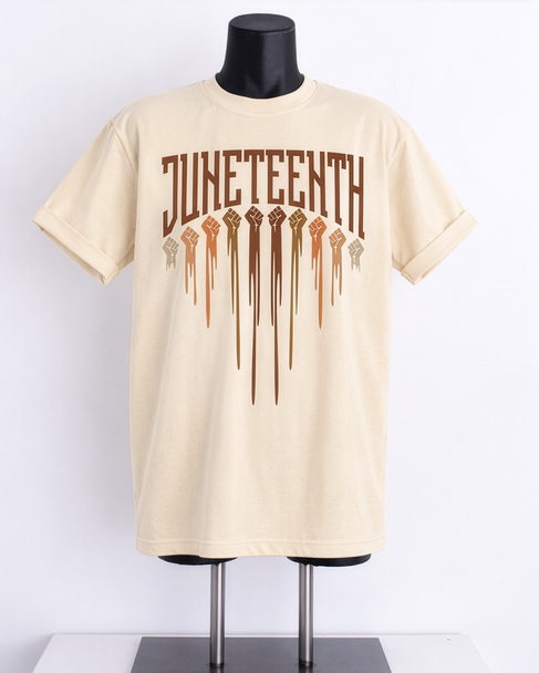 Natural color Juneteenth T-shirt celebrating freedom and Black unity