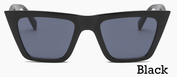 Square Retro Women Cat Eye Fashion Sunglasses - Black