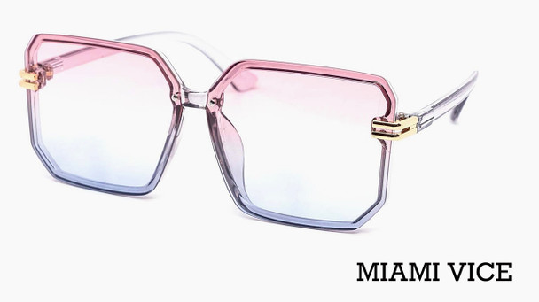 Oversized Rimless Modern Square Gradient Sunglasses - Miami vice