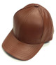 Brown Leather Baseball Cap with Adjustable Velcro Strap