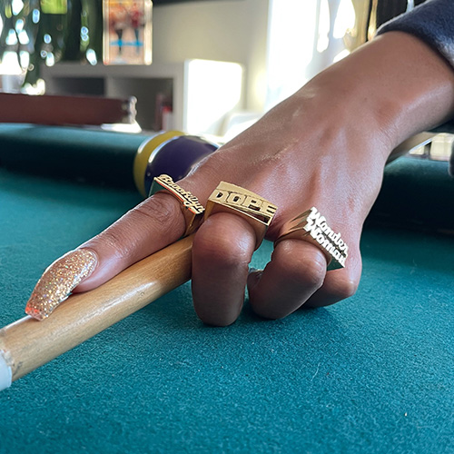 snash jewelry High Rise Name Rings at hiphopcloset