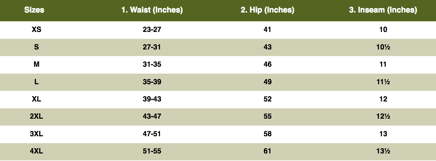 Rothco Size Chart 