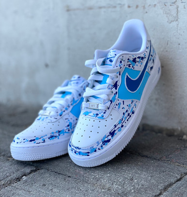 REMIXDAKICKZ Blue Splash Custom Painted Air Force One Sneakers