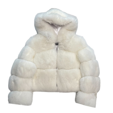【★大感謝セール】 all_white_fox_fur_cropped_chub ジャケット・アウター