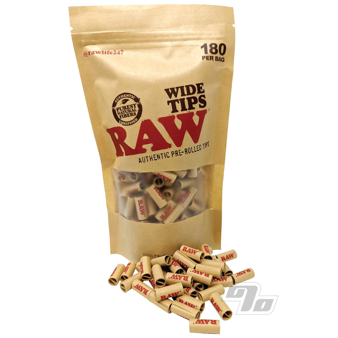 RAW Pre-Rolled Wide Tips Bag of 180 Tips