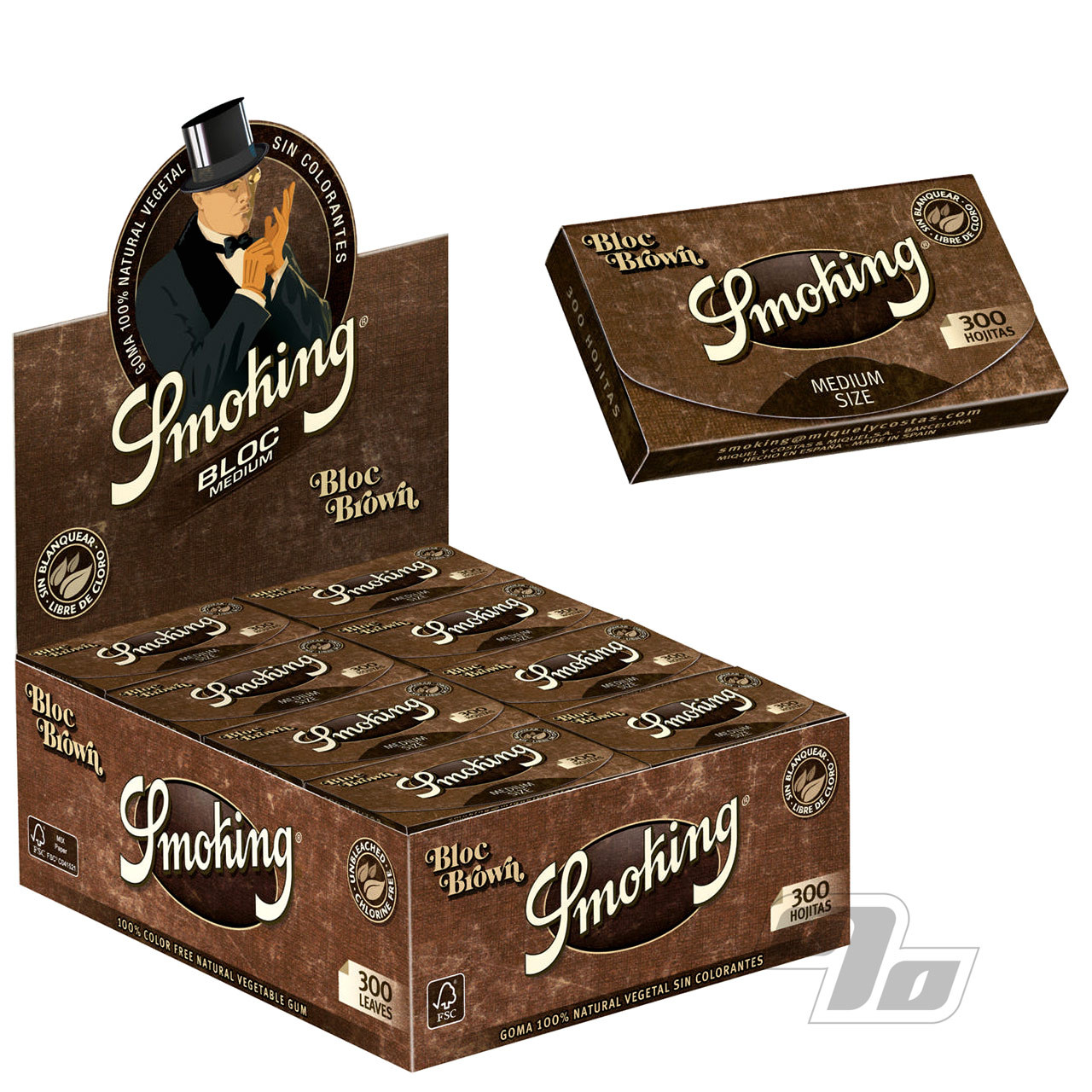  Smoking Brand Rolling Paper - Brown Unbleached - 1 1/4 Full Box  : Health & Household