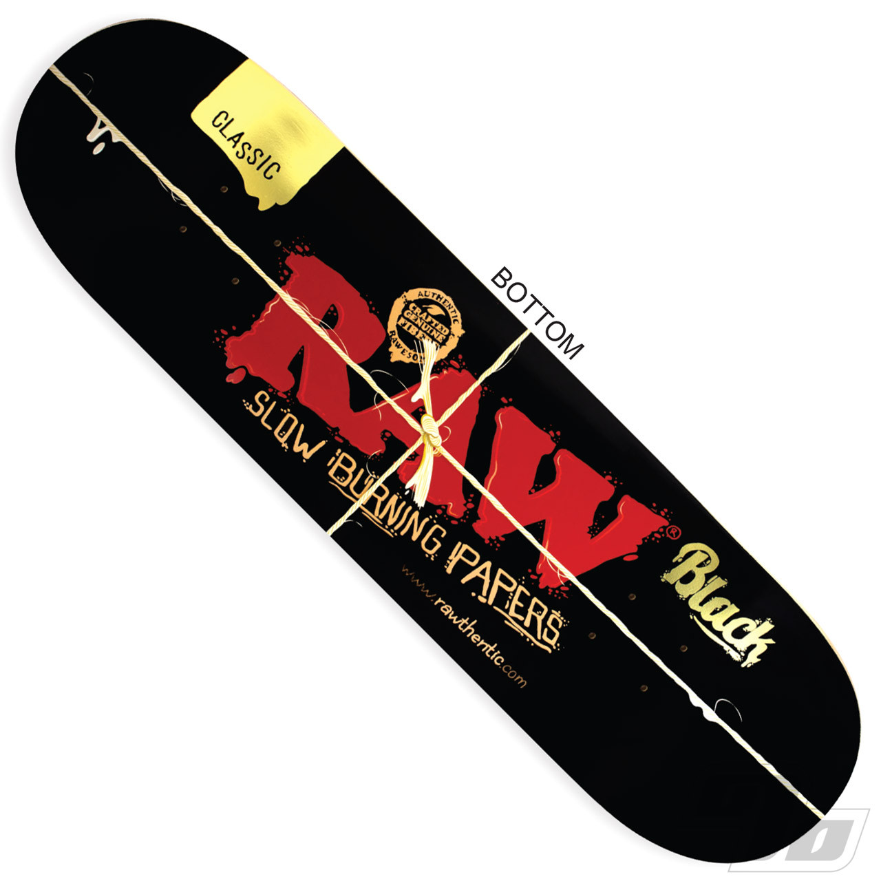 RAW Black Classic Skateboard Deck from RAW Rolling Papers