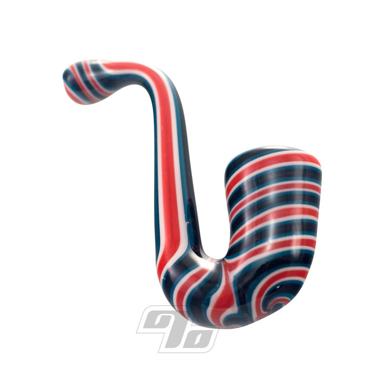 Glass Sherlock Pipe with Red+White+Blue lines