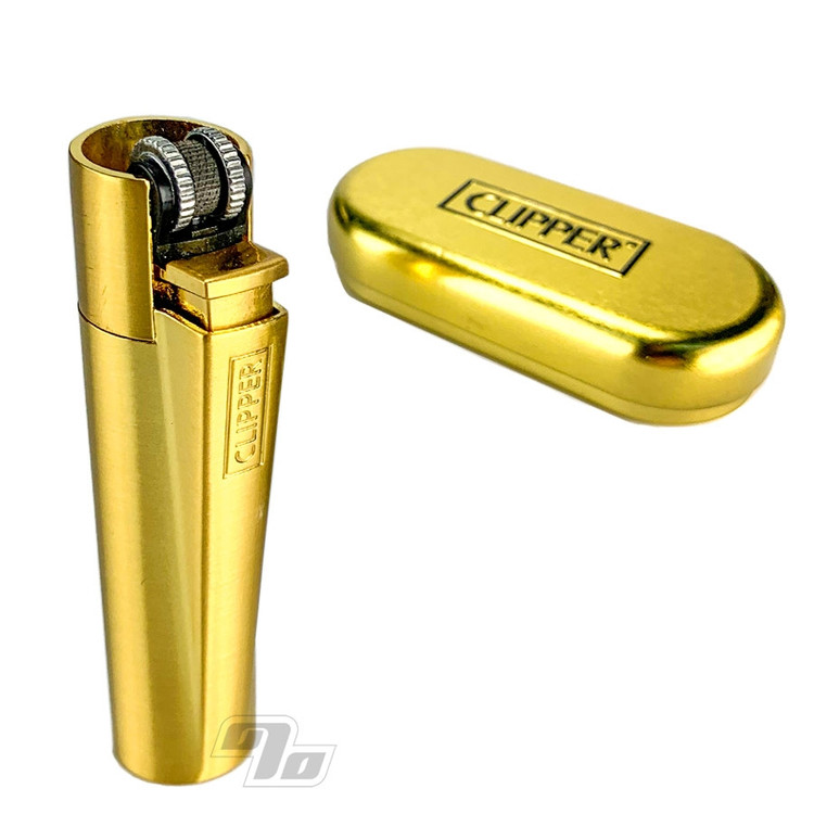 Clipper Lighter Full Metal Gold with Gold Clipper case