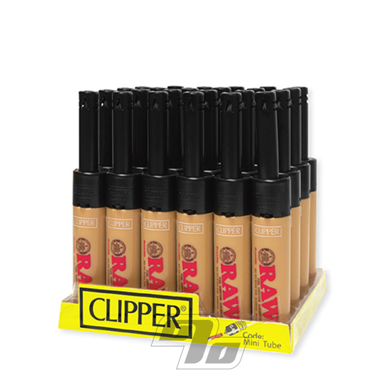 Clipper RAW Mini Tube Lighters on wholesale Tray of 24