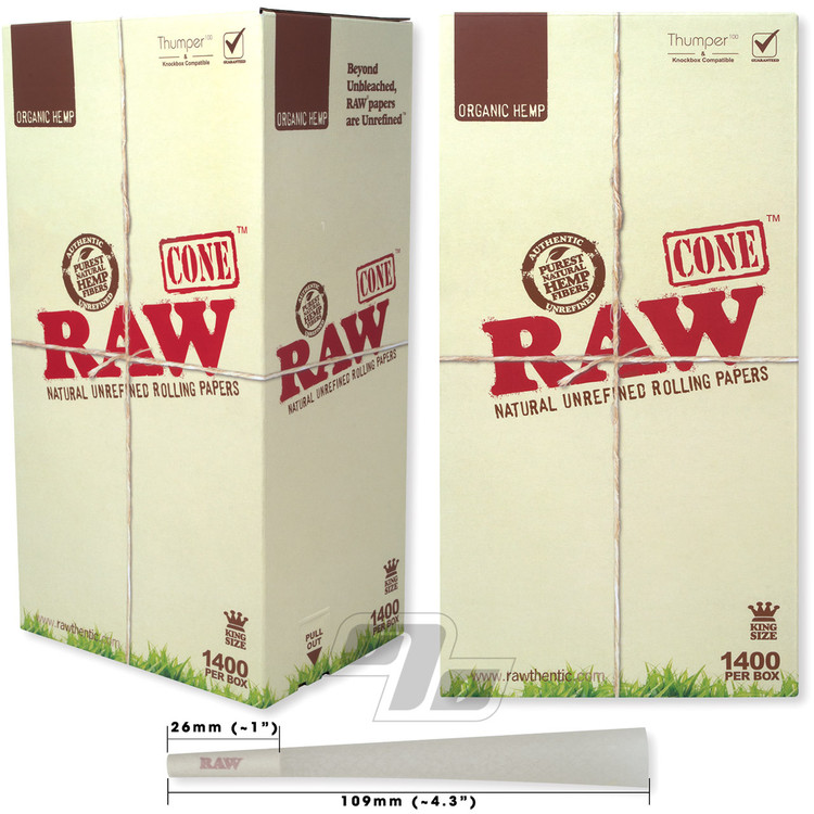 RAW Organic King Size Cones 1400 Cone Bulk Dispensary Pack