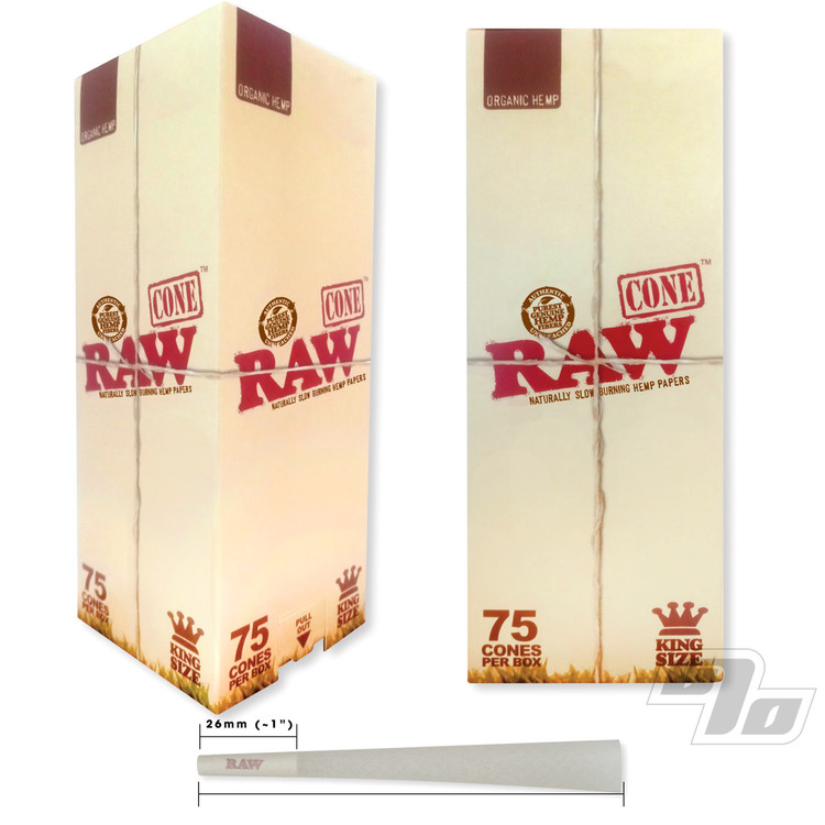 RAW Organic King Size Cones 75 Cone Bulk Pack