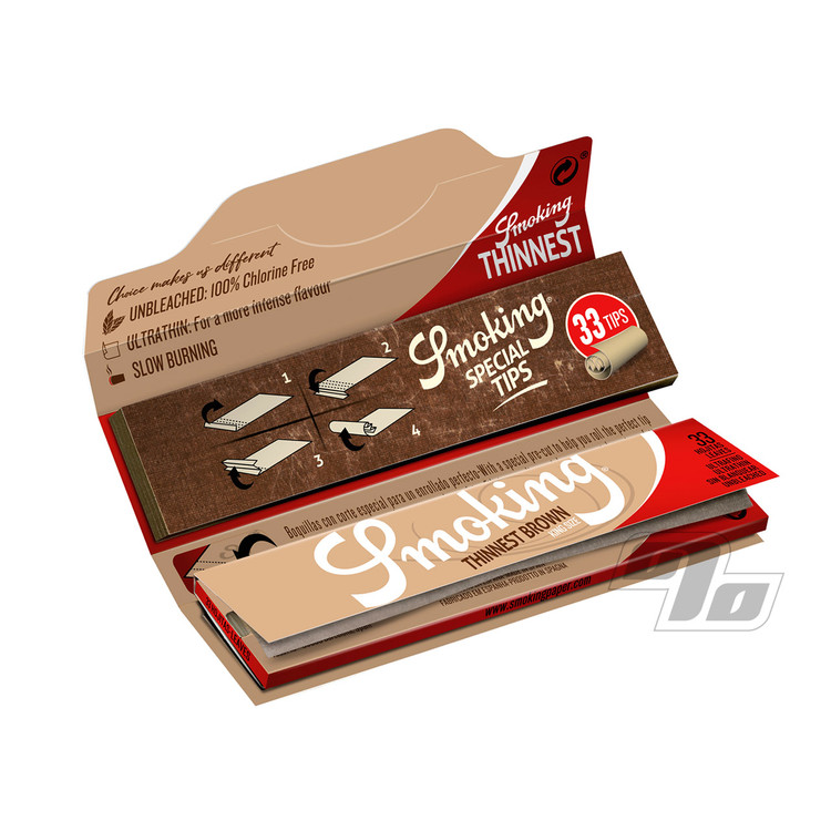 Smoking Thinnest Brown Rolling Papers King Size with filter tips