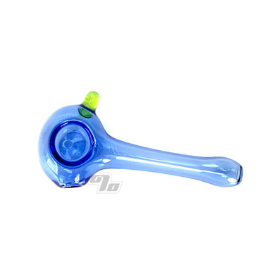 4 Blue Glass Fancy Dots Square Spoon Pipe – Simple Glass Pipe