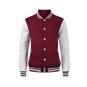 CLO2007 Stand Collar Constrast Color Fleece Cotton Bomber Jacket for Men and Woman