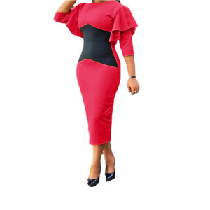 CLO3024 Fashion Stitching Tight OL Dress