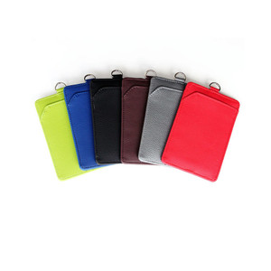 OFF4003  PU Leather Neck ID Card Holder With Nylon Lanyard