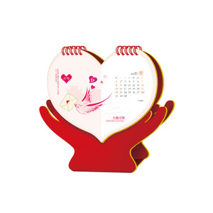 FPA1123 Heart Shaped Desk Calendar with Hands Shaped Base