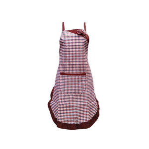 APA1133 Plaid Peach Skin Fabric Apron with Big Pocket